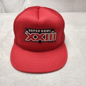 Vintage 90s Super Bowl XXIII 23 Hat Cap Strap Back Red Football Winston 49ers